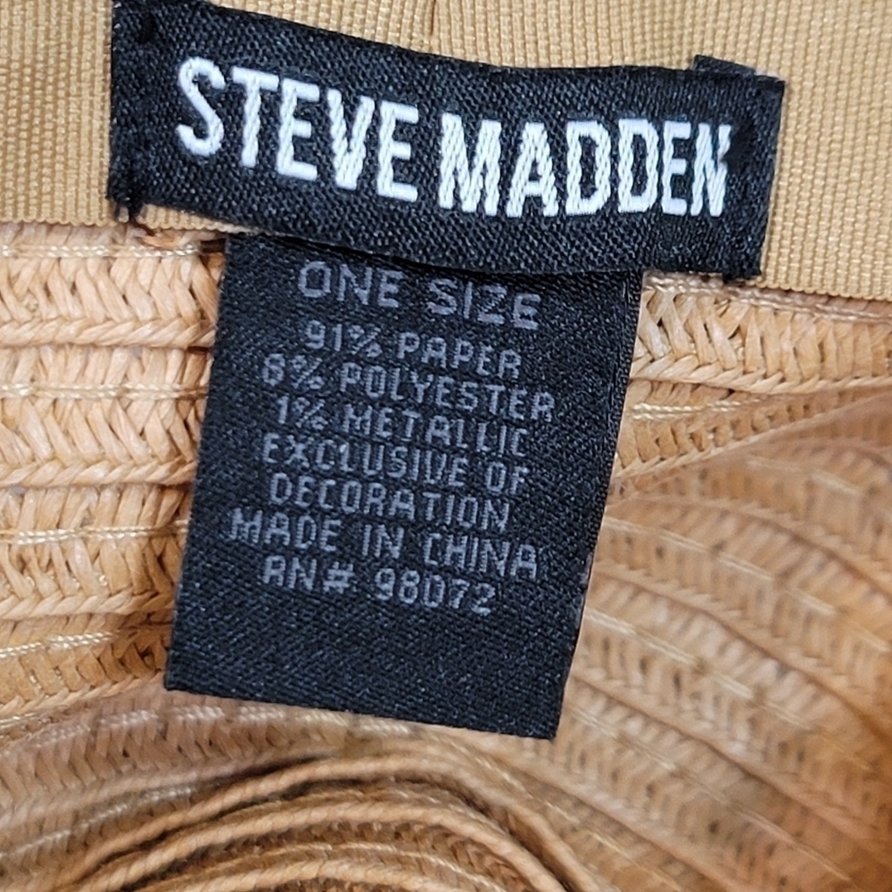STEVE MADDEN PAPER BLEND STRAW HAT, W FAUX LEATHER WRAP DETAIL - Picture 10 of 11